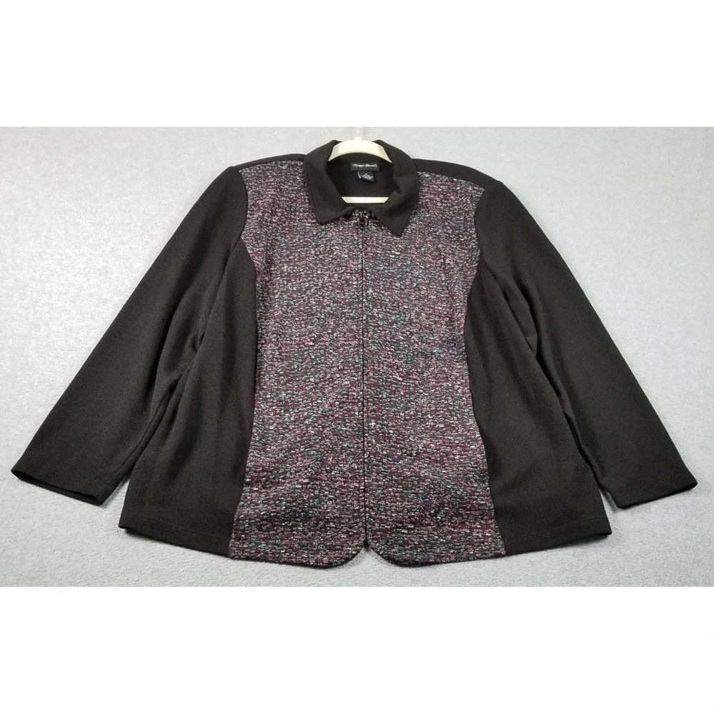 Maggie Barnes Jacket Womens 1X Multicolor Abstract Textured Long Sleeve Full Zip